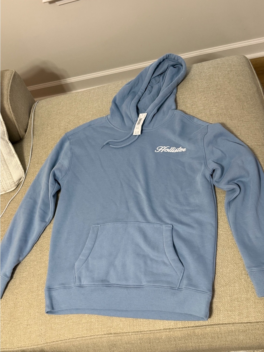 NWT Hollister Co. Script Logo Pullover Hoodie - Slate Blue - Size M